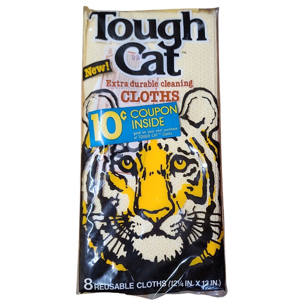 Vintage Tough Cat Cleaning Cloths Kimberly Clark 8 Reusable Wipes